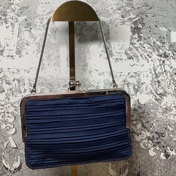 Handbags - Blue Ruffled Fabric Clutch Bag
